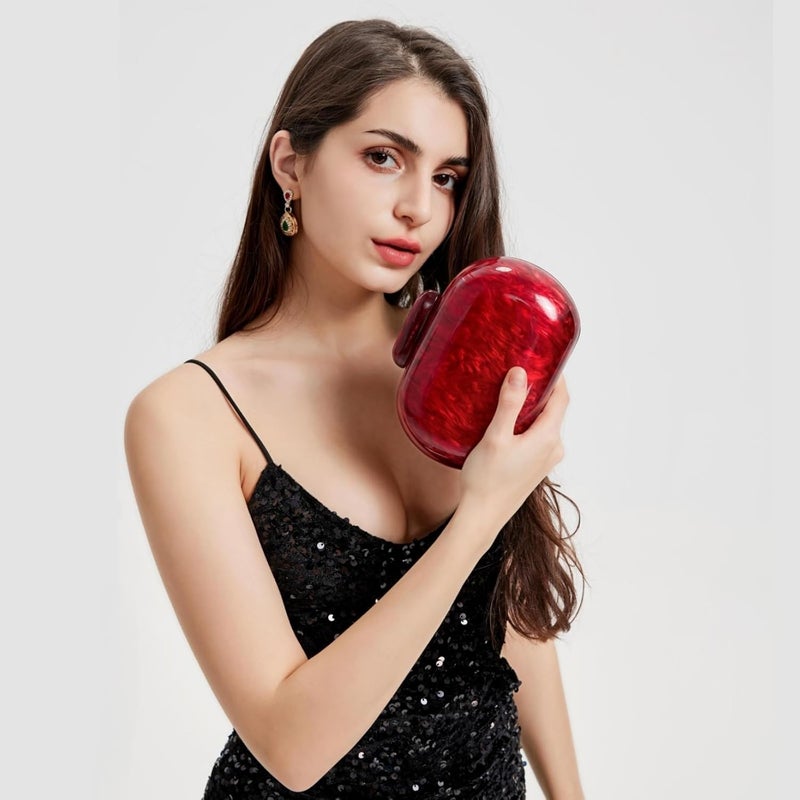 GSYPS Acrylic Evening Clutch Bag for Women Shell Shape Shoulder Crossbody Bag Glitter Marble Purse Handbag - Image 2